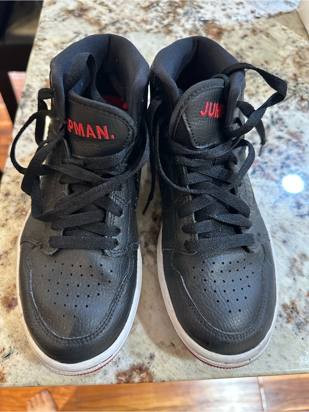 Nike Black High-Top Sneakers with Red Logo Size 4.5Y